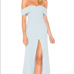 Blue long off the shoulder dress from Revolve